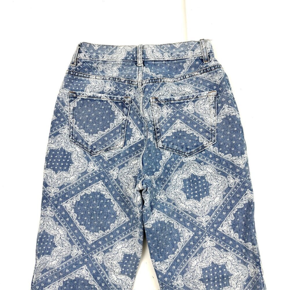 PacSun High Rise Button Fly Geometric Pattern Women's size 24‎ Blue Denim jeans - Picture 4 of 4